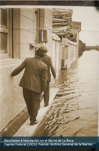 Elecciones e inundación en el Barrio de La Boca, Capital Federal (1931)