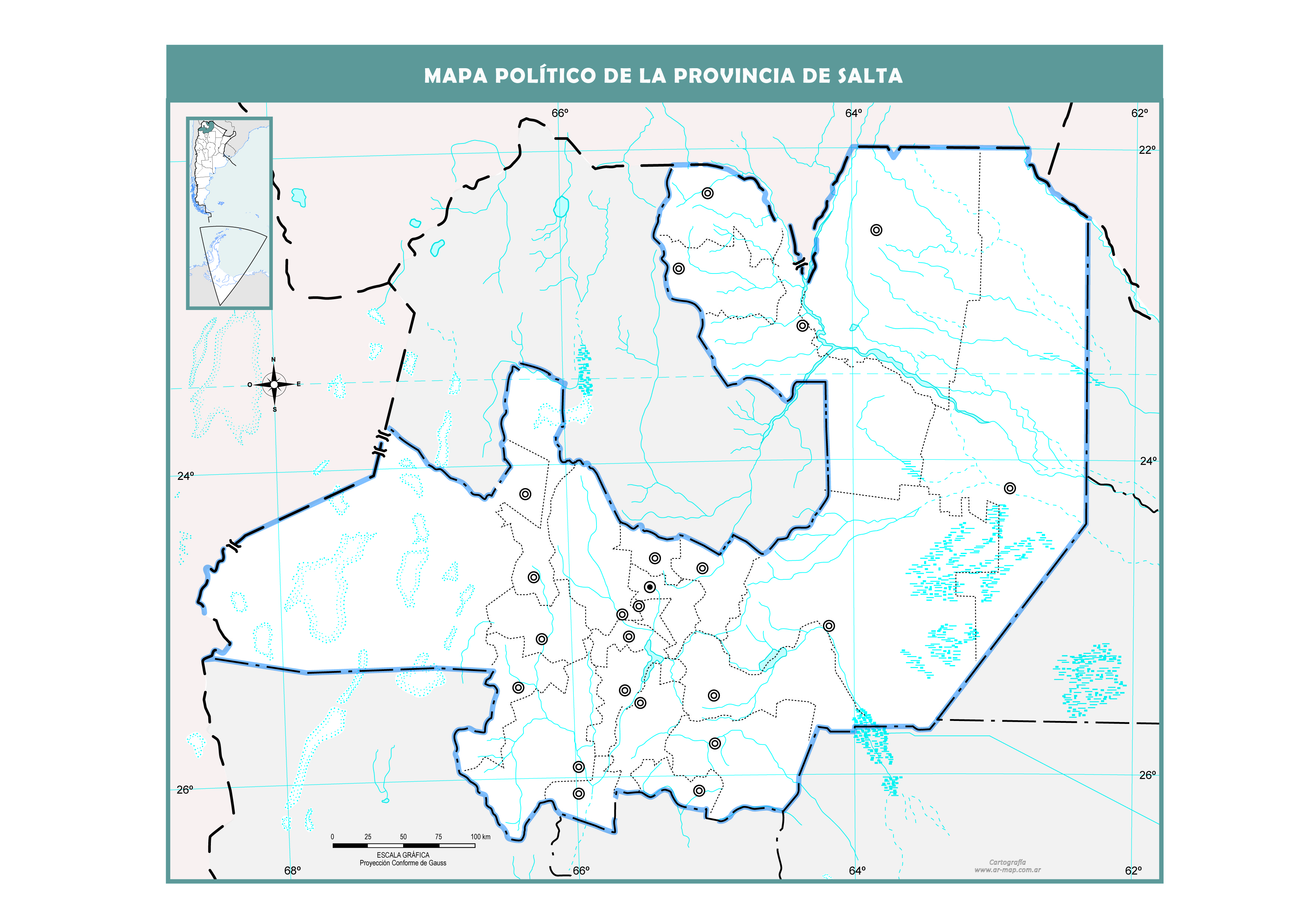Mapa mudo político de Salta