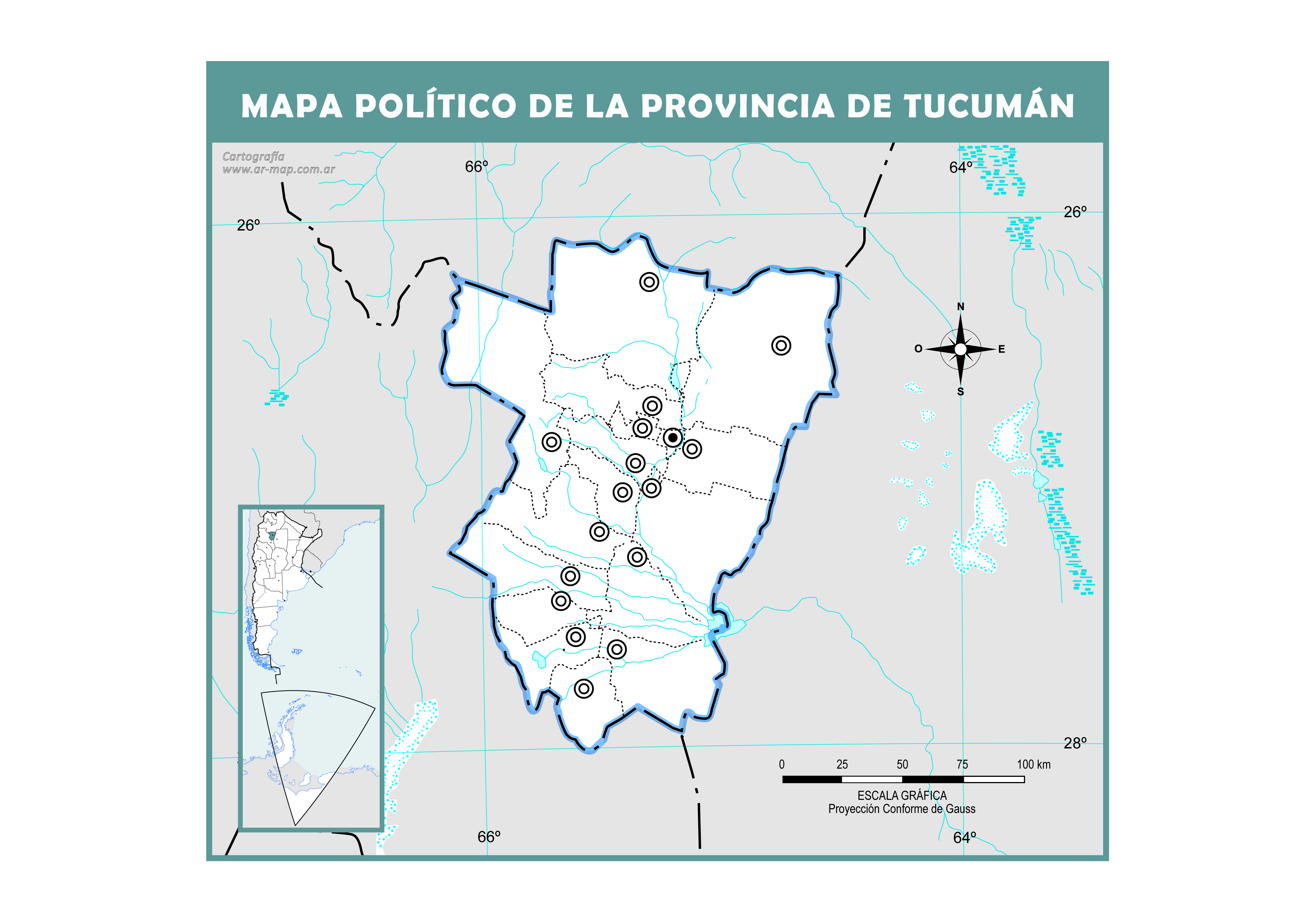 Mapa mudo político de Tucumán