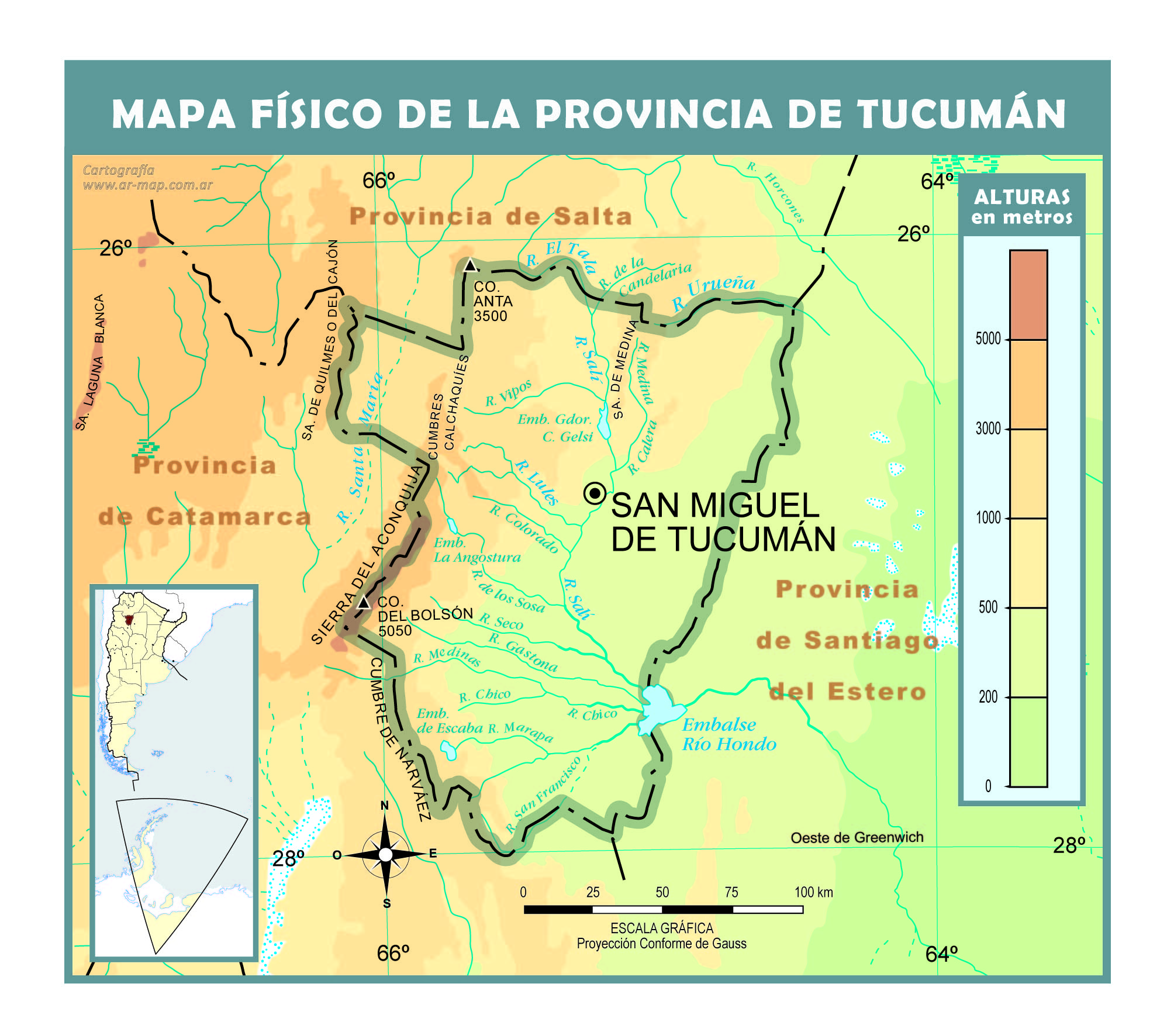Mapa físico de Tucumán