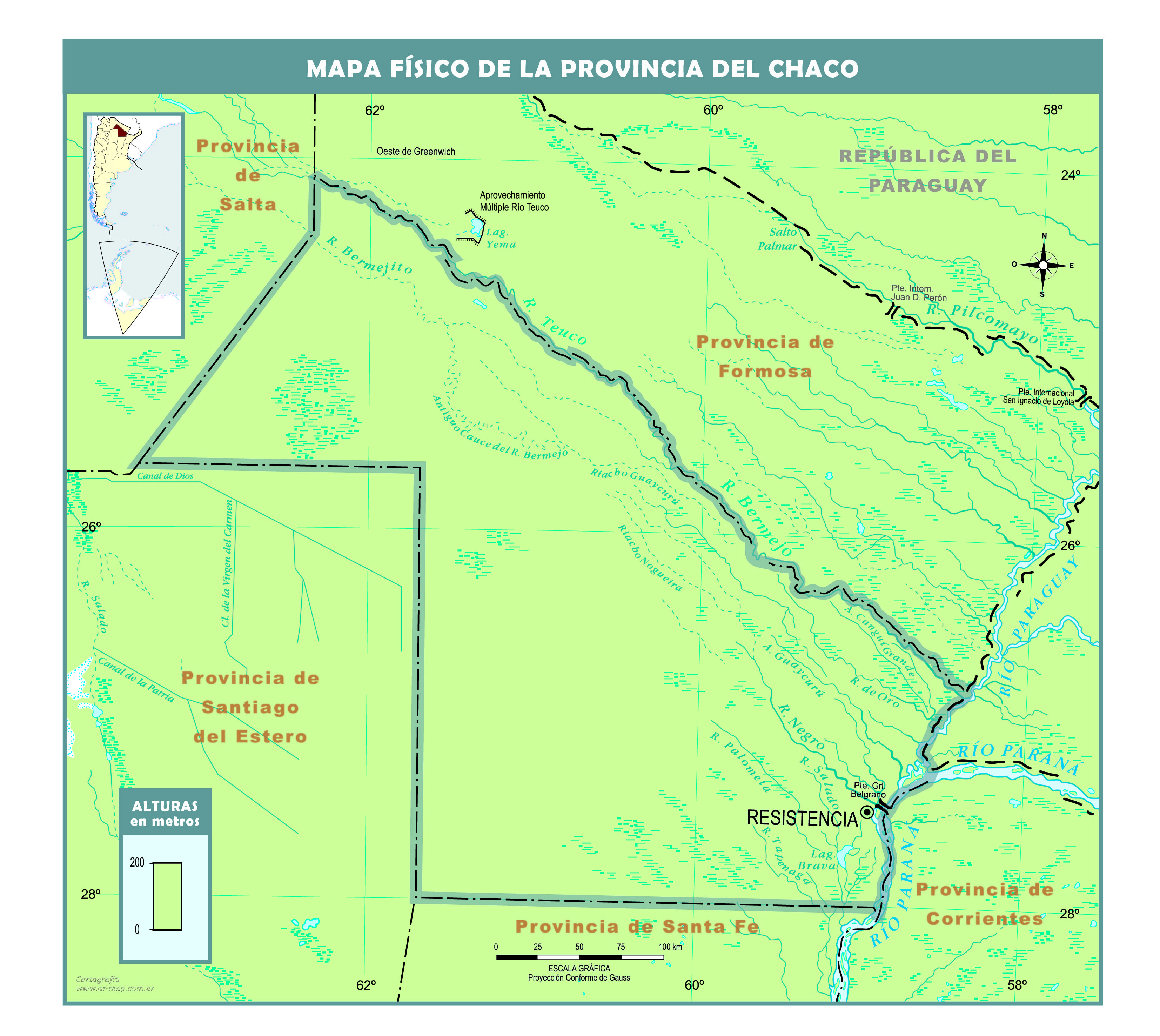 Mapa físico del Chaco