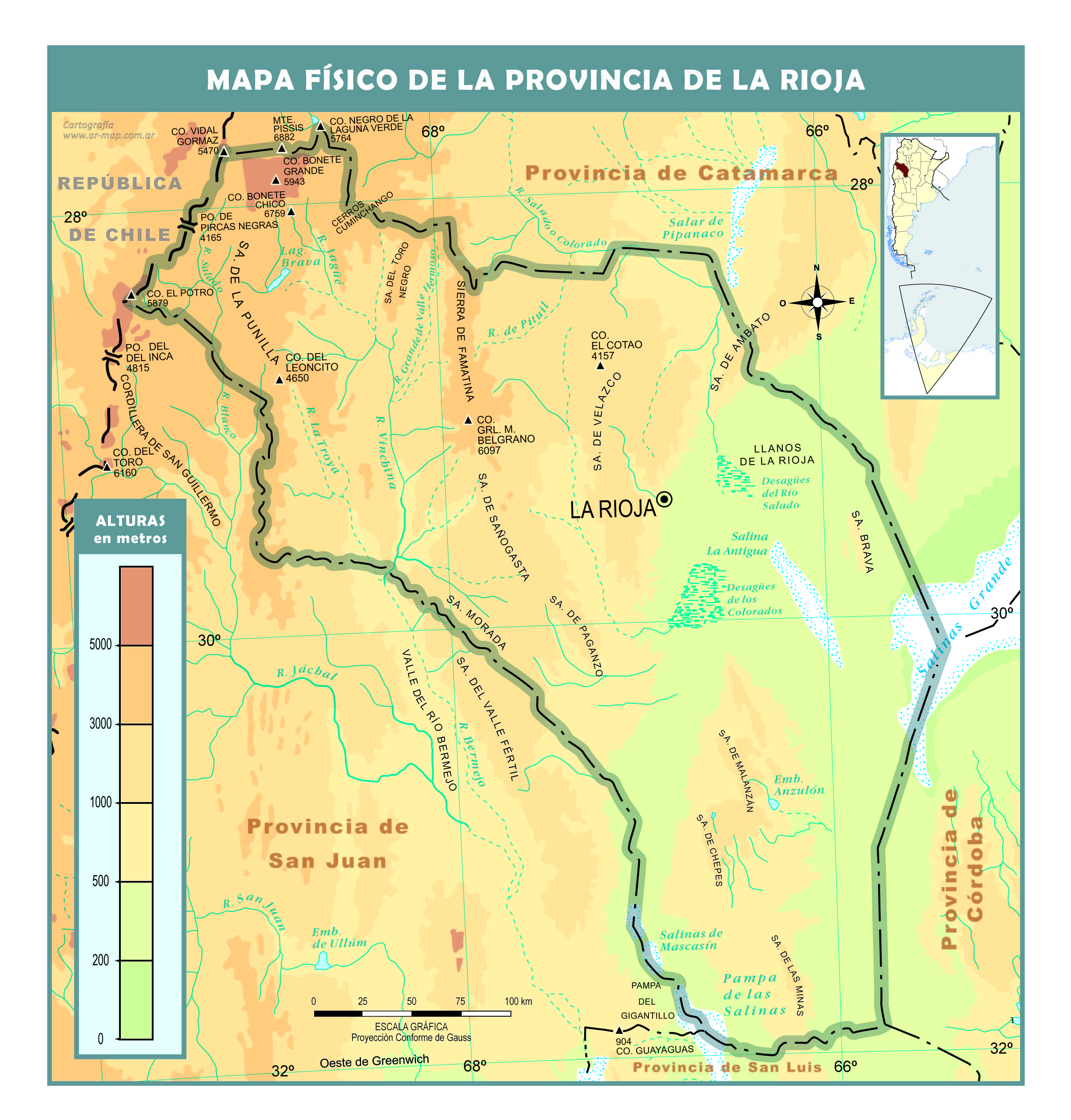 Mapa físico de La Rioja