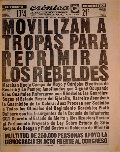 Diario Crónica. Día 17 de abril de 1987.