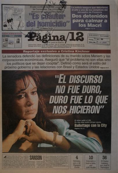 Tapa Página 12, Cristina Fernández de Kirchner