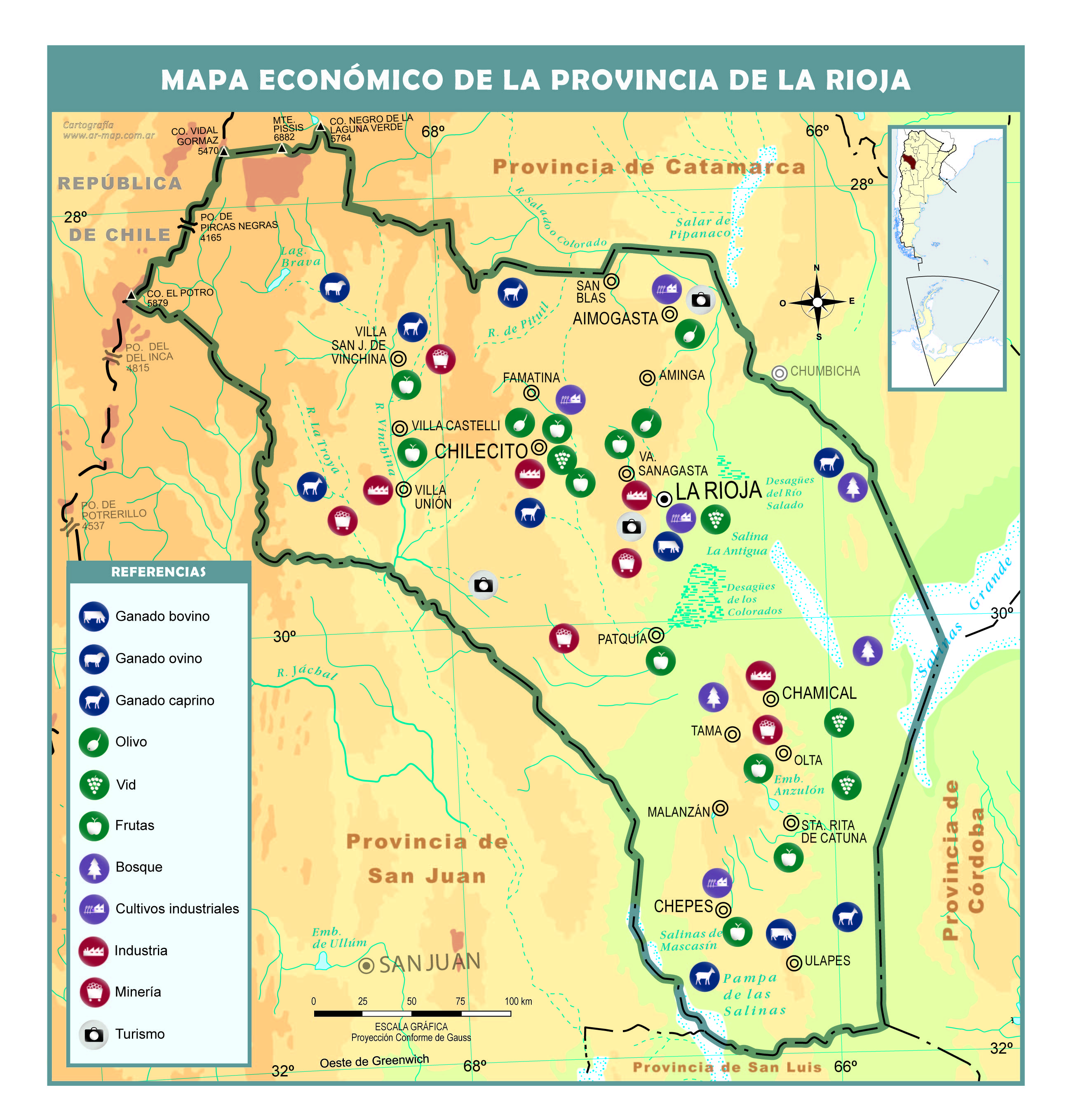 Mapa económico de la provincia de La Rioja