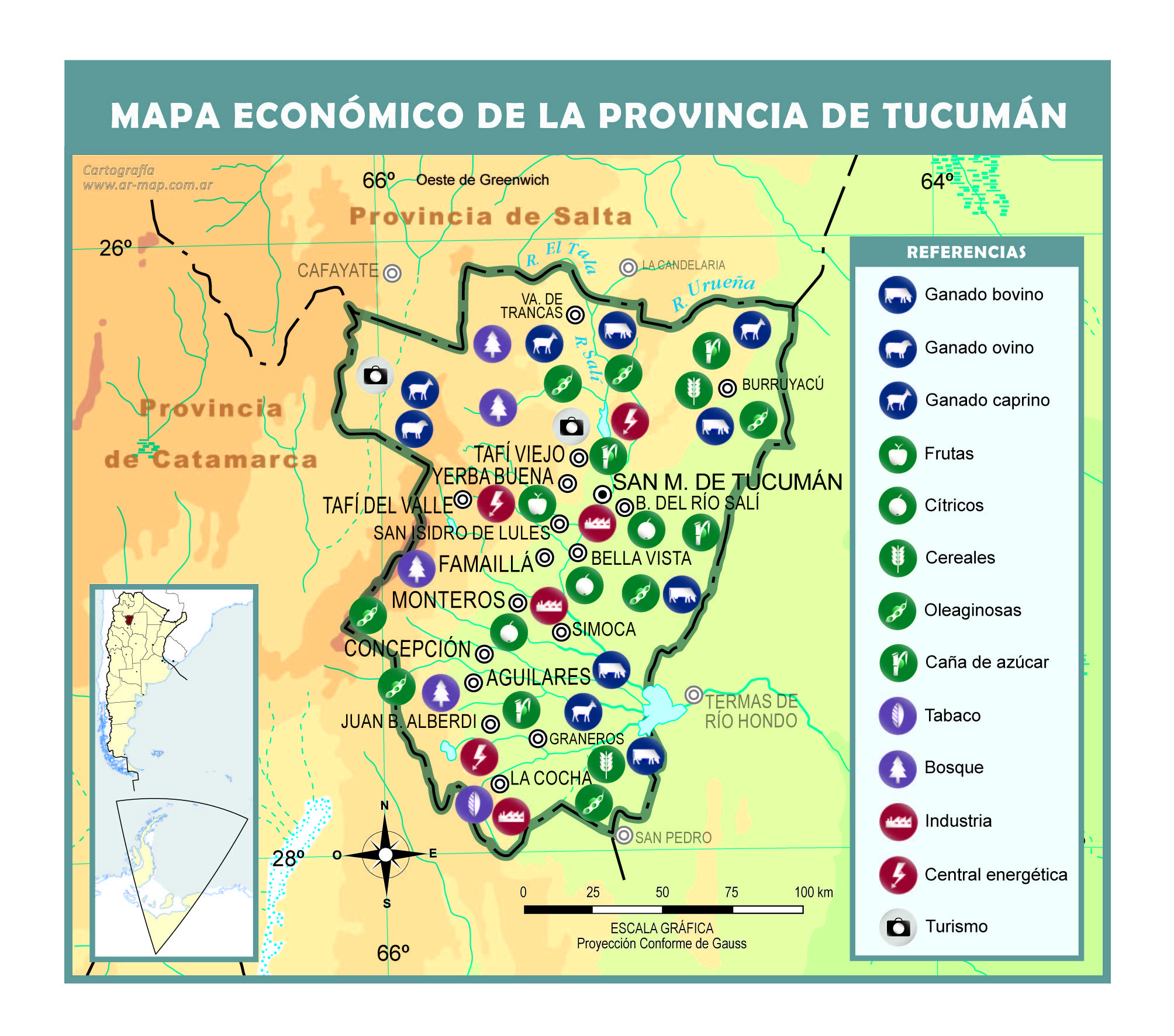 Mapa económico de la provincia de Tucumán