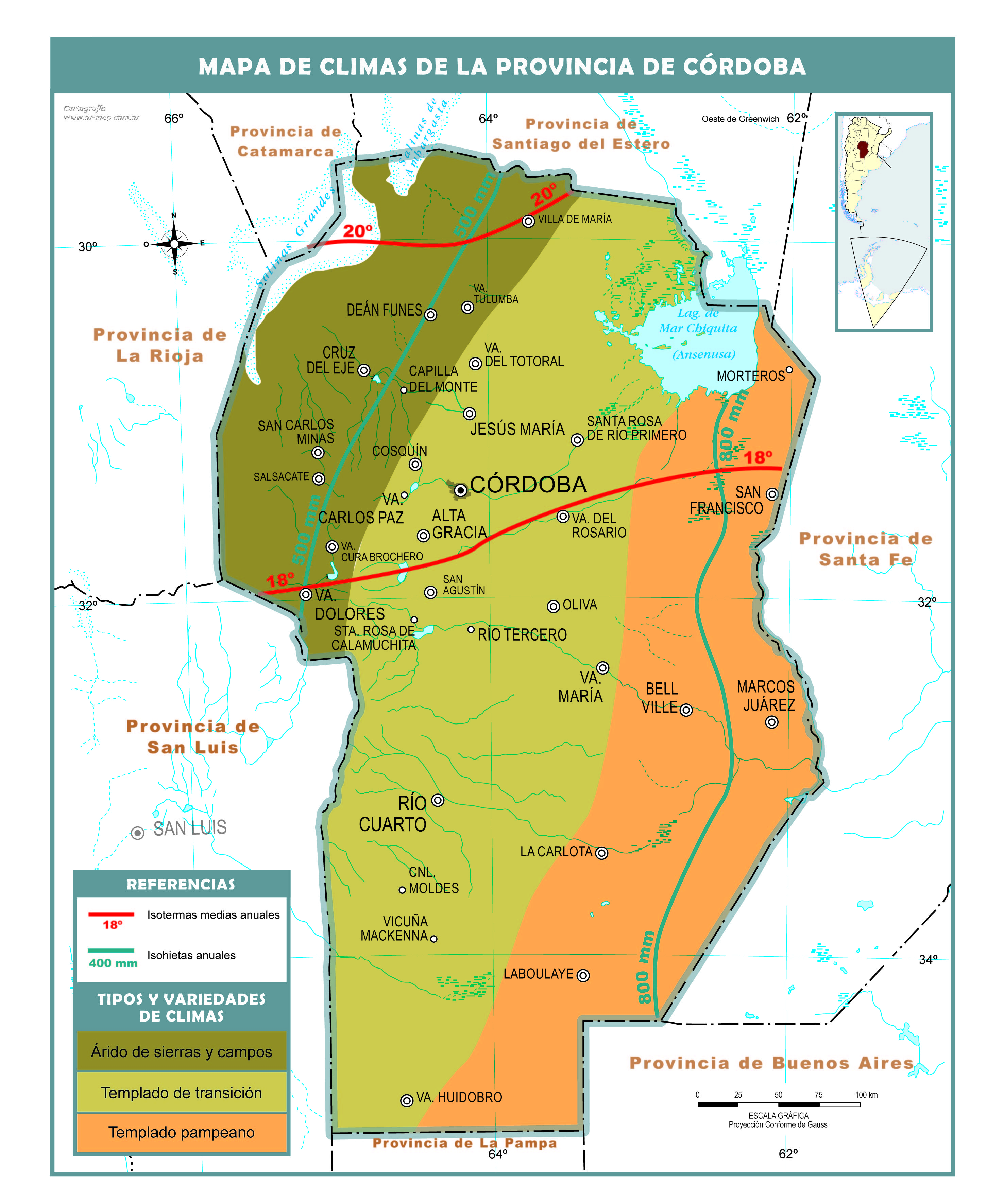 Mapa climático de Córdoba