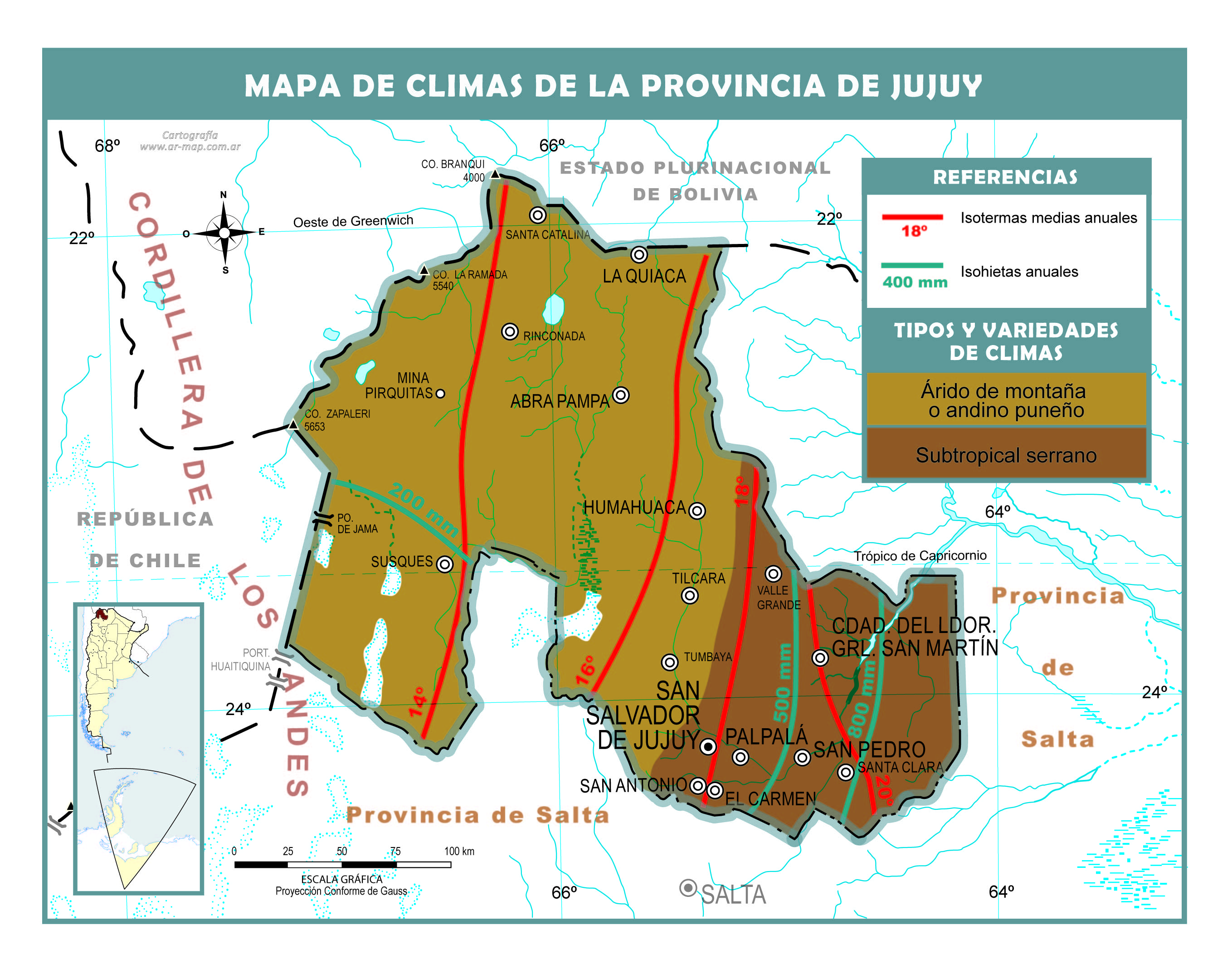 Mapa climático de Jujuy