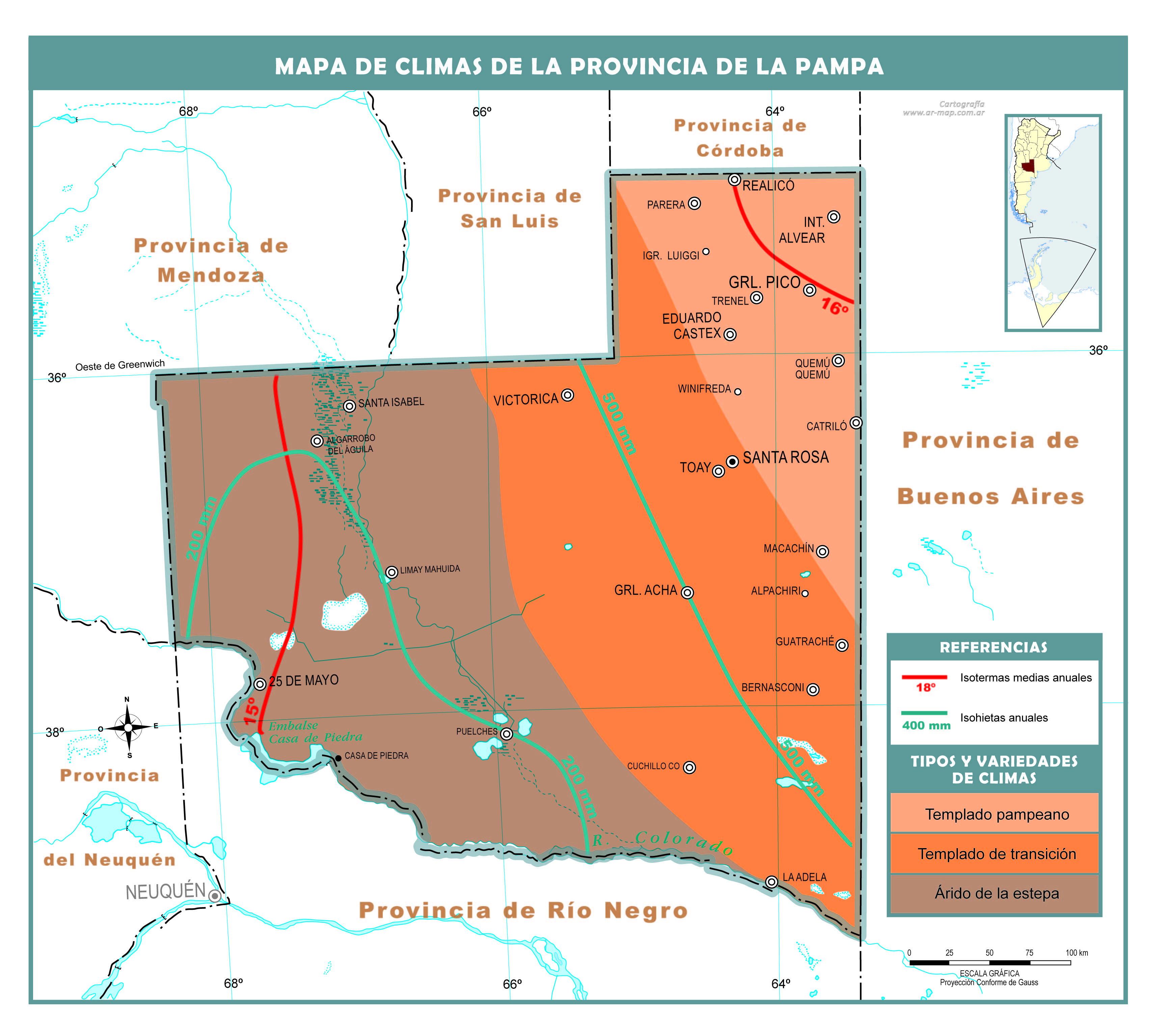 Mapa climático de La Pampa