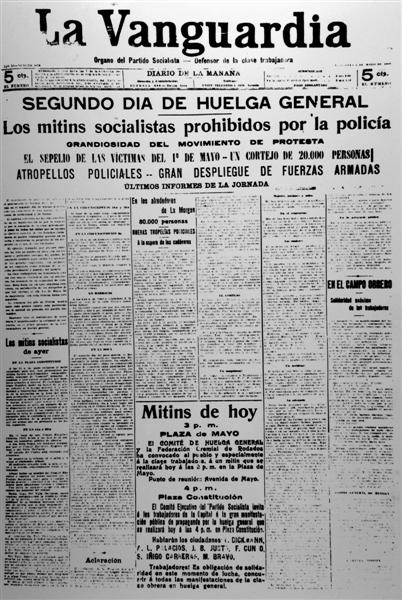 Prensa: portada del diario La Vanguardia (1936)