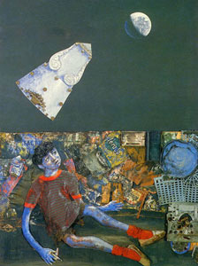 Obra de Berni - Juanito Laguna y la aeronave, 1978.