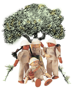 árbol con muñecos