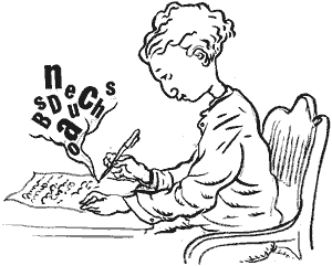 Ilustración de chico escribiendo