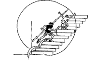 Ilustración de ejercicios en una escalera