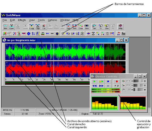 Interfase de GoldWave