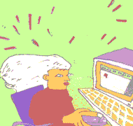 Dibujo de una mujer utilizando un PC