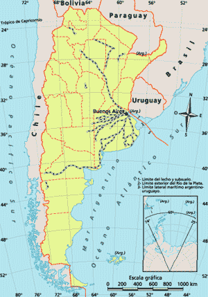 Mapa de la Argentina con red de ferrocarriles interurbanos 