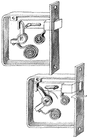 Dibujo del mecanismo de un picaporte