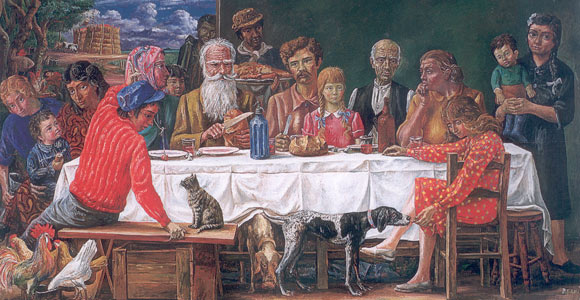 Obra de Berni - Domingo en la chacra o el almuerzo, 1945 / 71. 