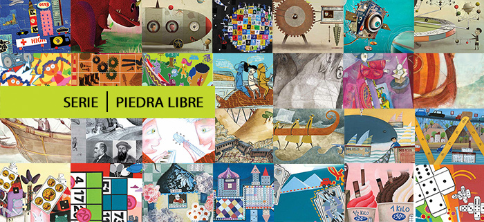 Collage con las tapas de los libros de la colección piedra libre