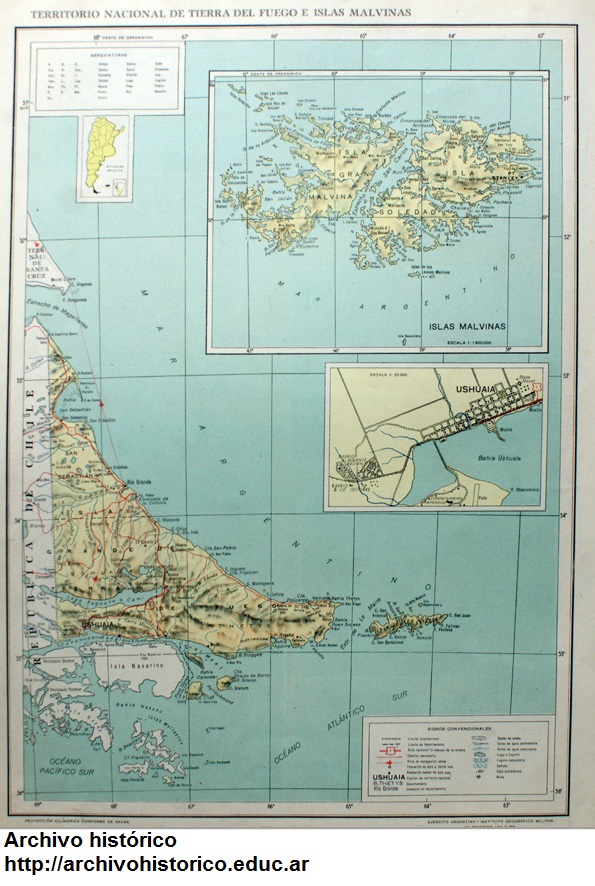 Tierra del Fuego e Islas Malvinas en 1954