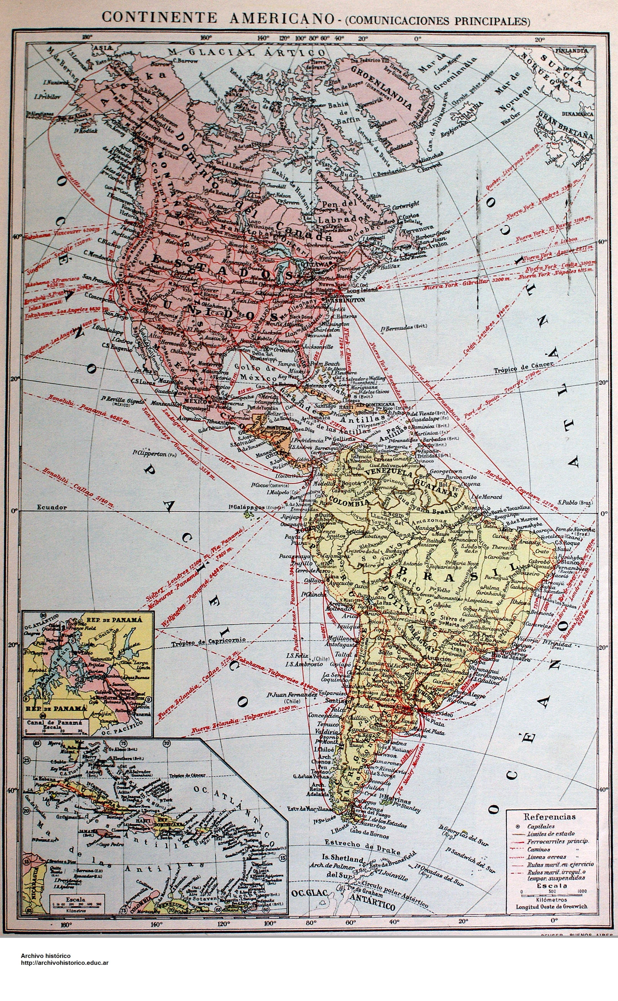 América: comunicaciones principales