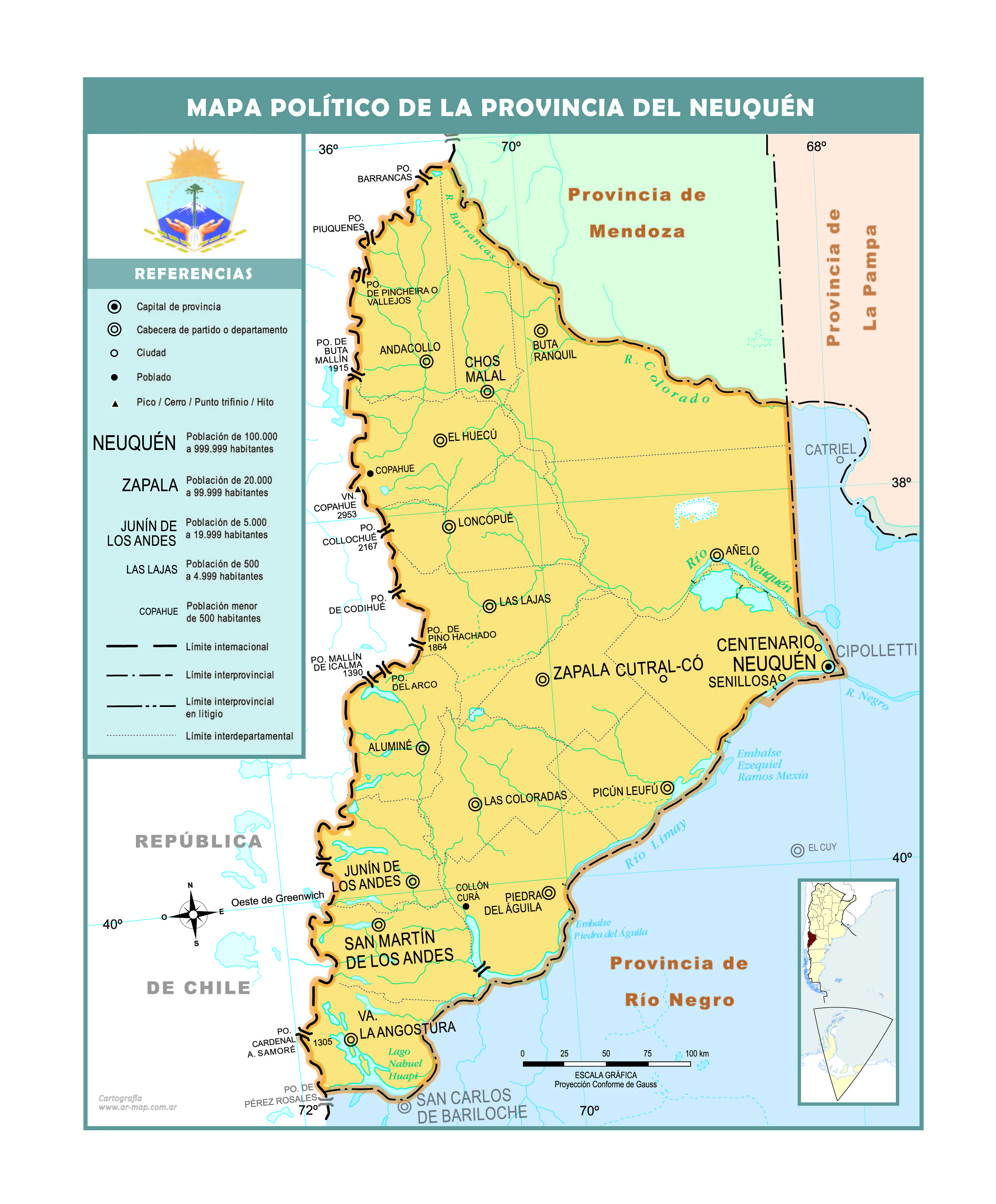 Mapa político de la provincia de Neuquén