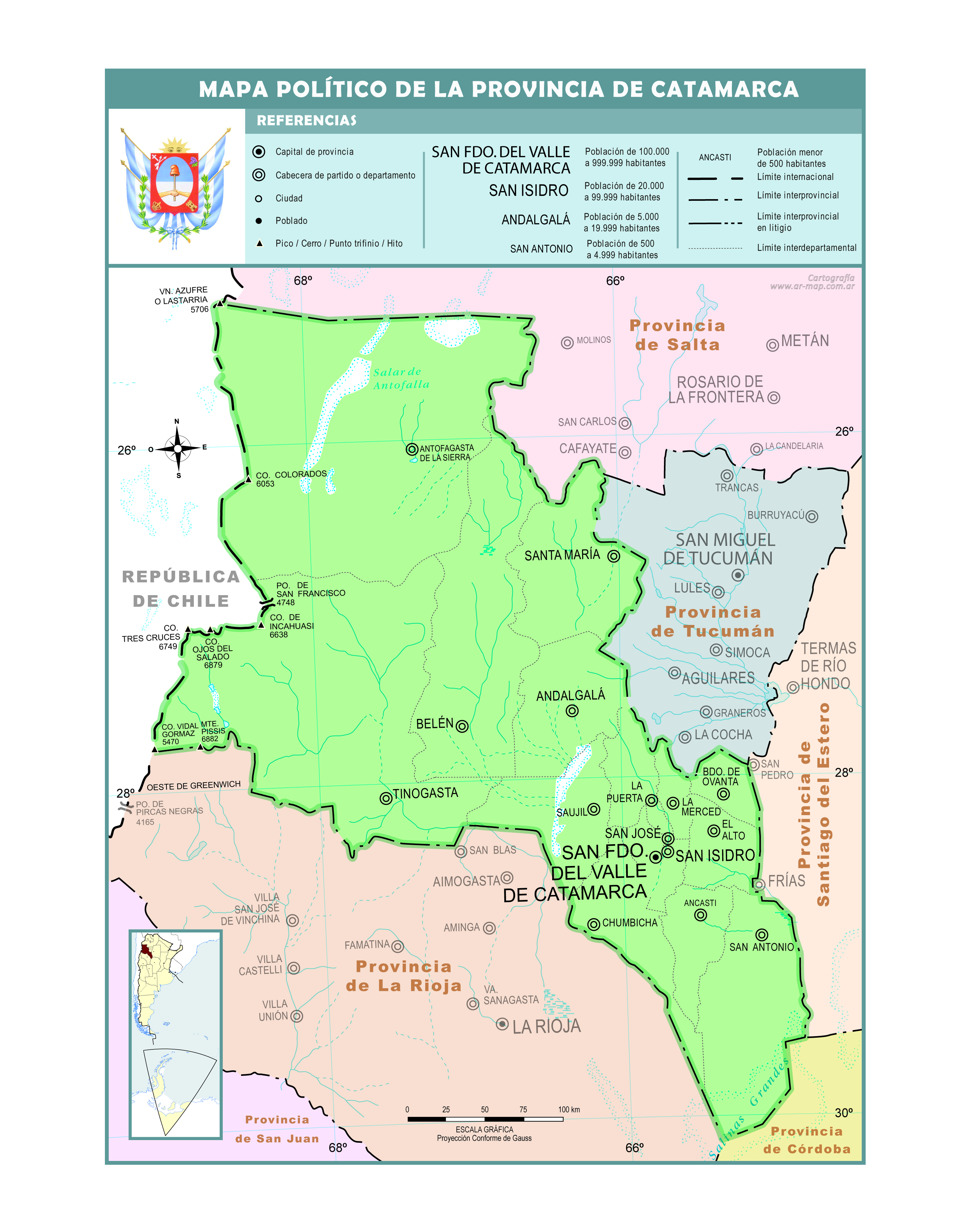 Mapa político de la provincia de Catamarca