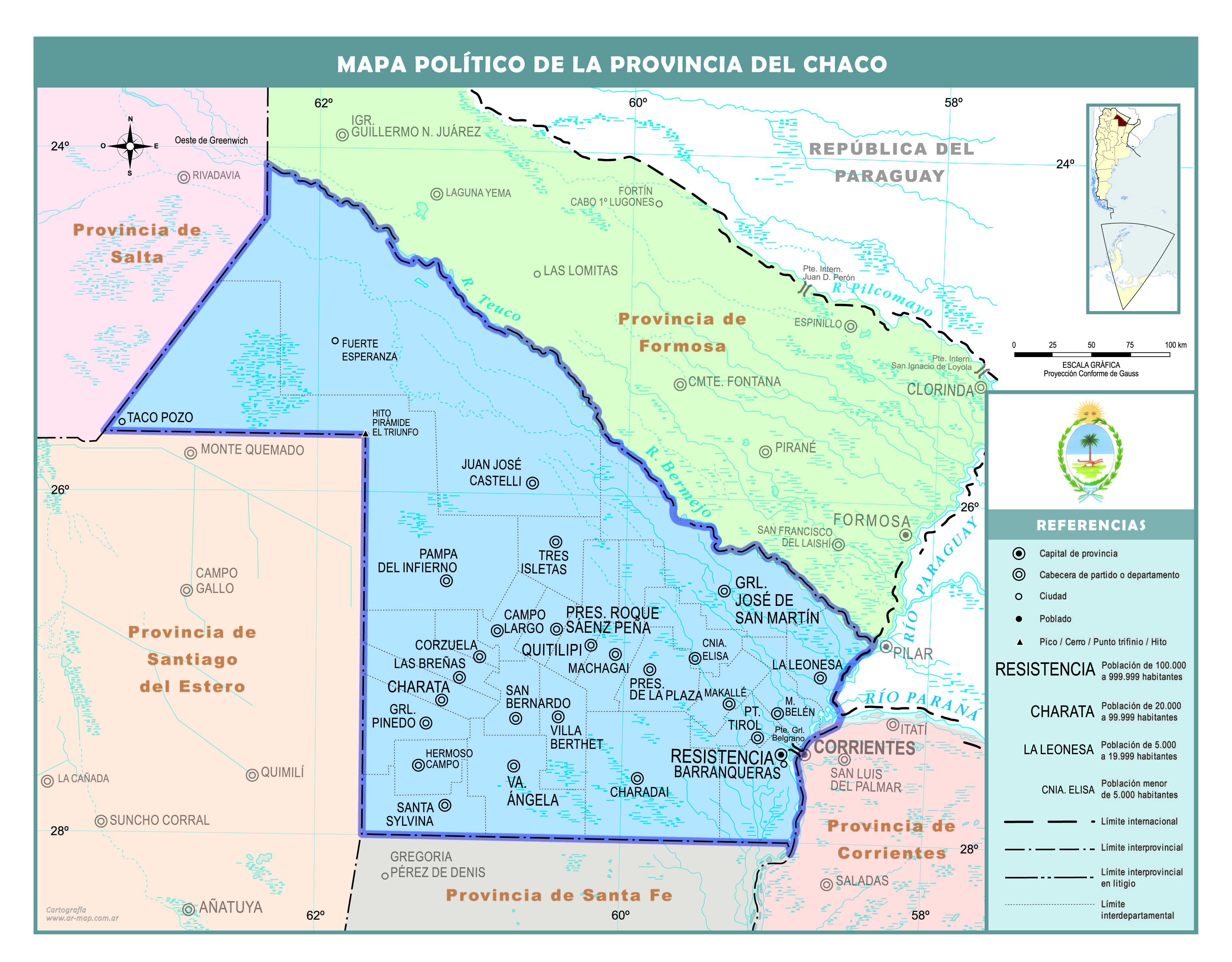 Mapa político de la provincia del Chaco