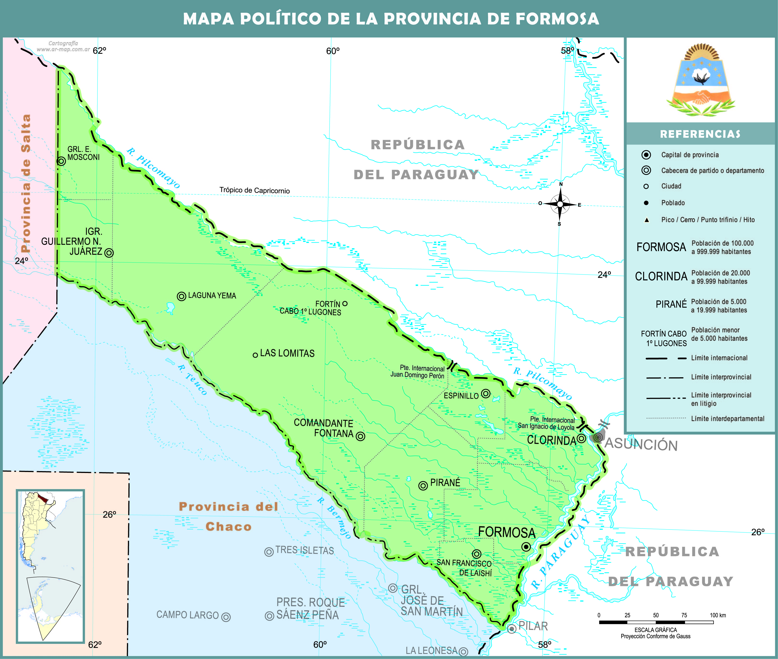 Mapa político de la provincia de Formosa