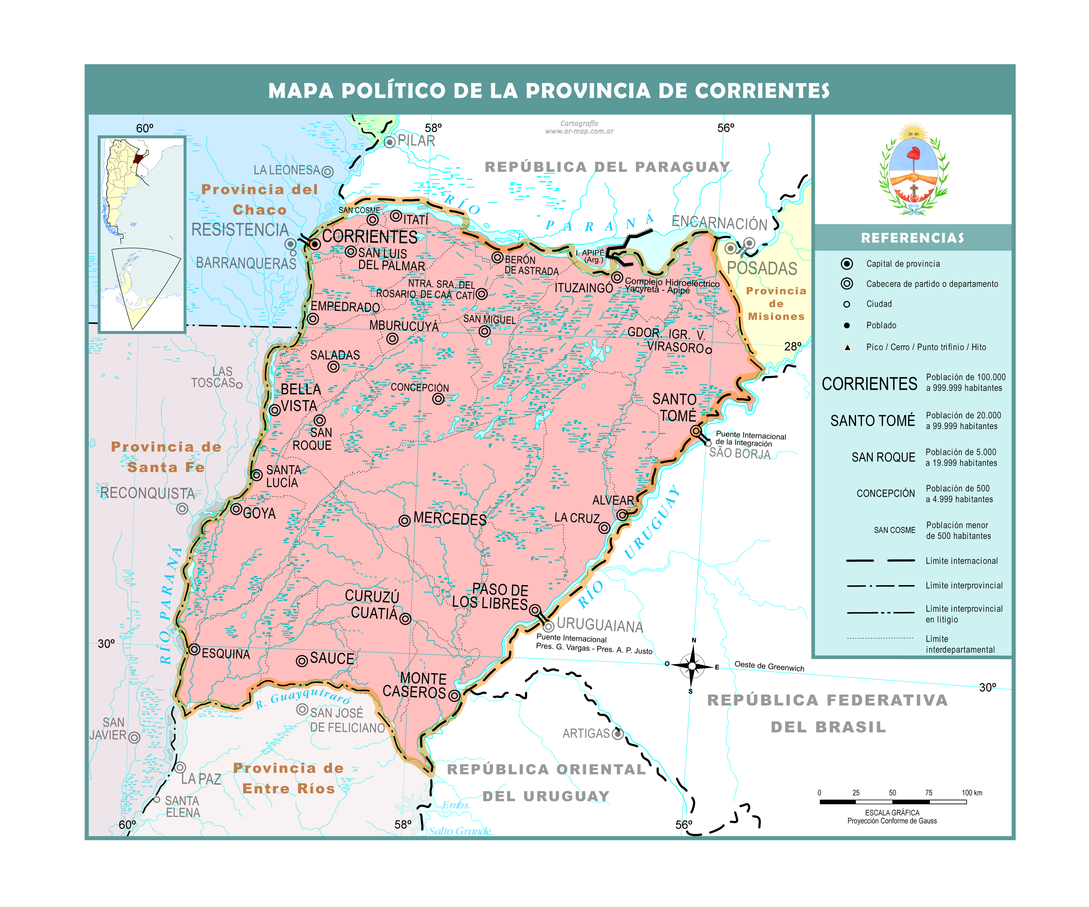 Mapa político de la provincia de Corrientes