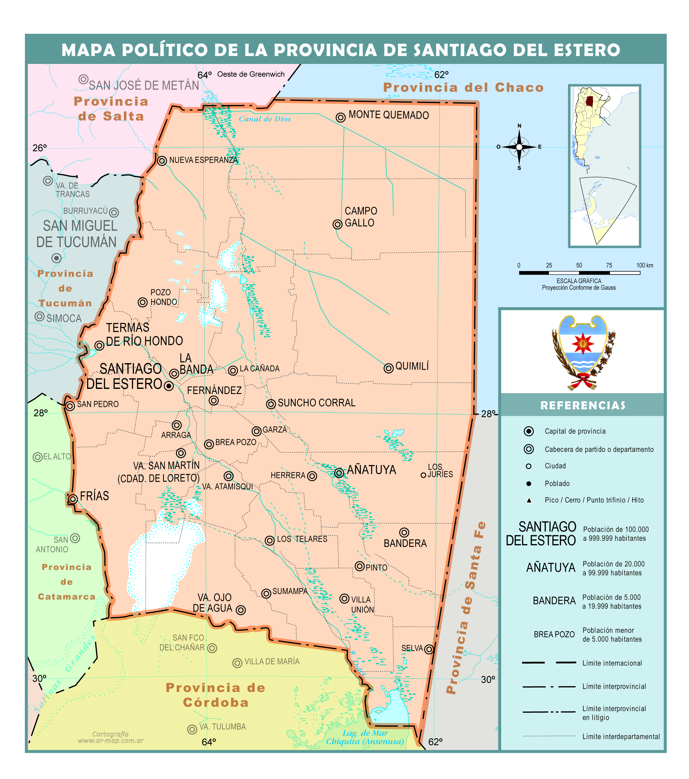 Mapa político de la provincia de Santiago del Estero