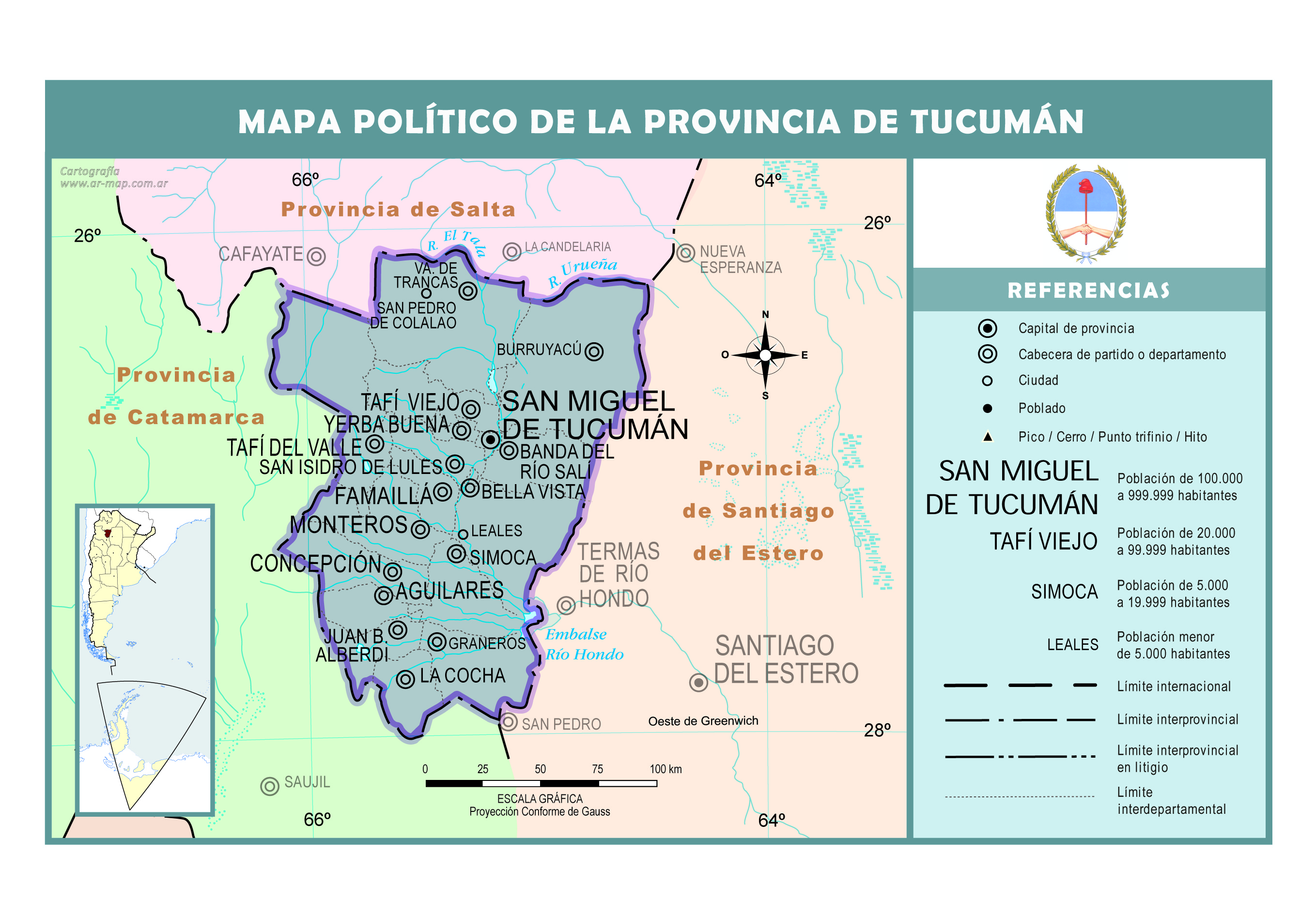 Mapa político de la provincia de Tucumán