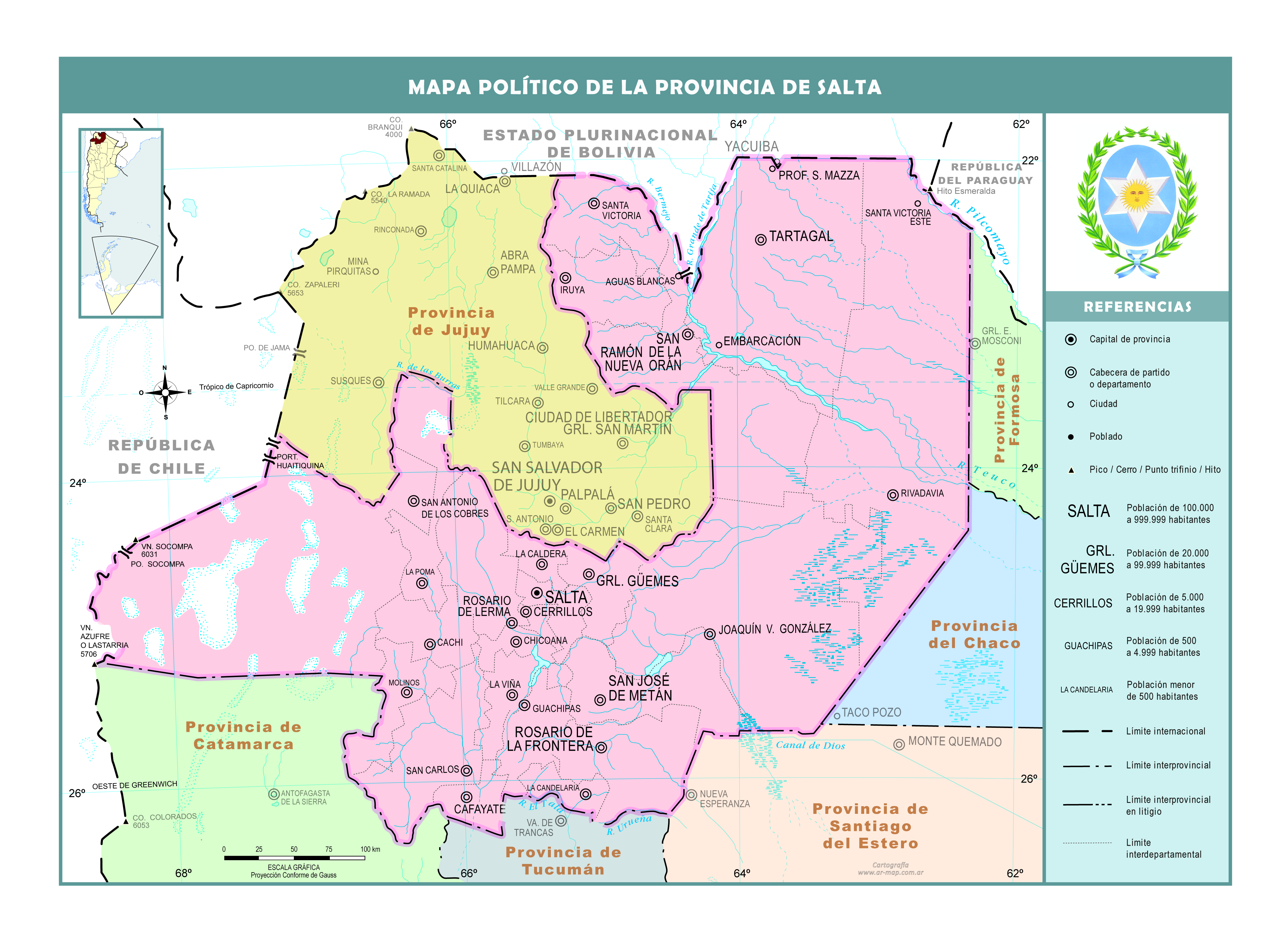 Mapa político de la provincia de Salta