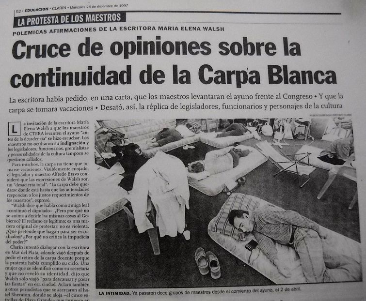 «Cruce de opiniones sobre la continuidad de la Carpa Blanca»