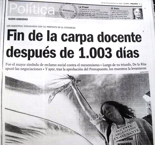 «Fin de la carpa docente tras mil tres días»