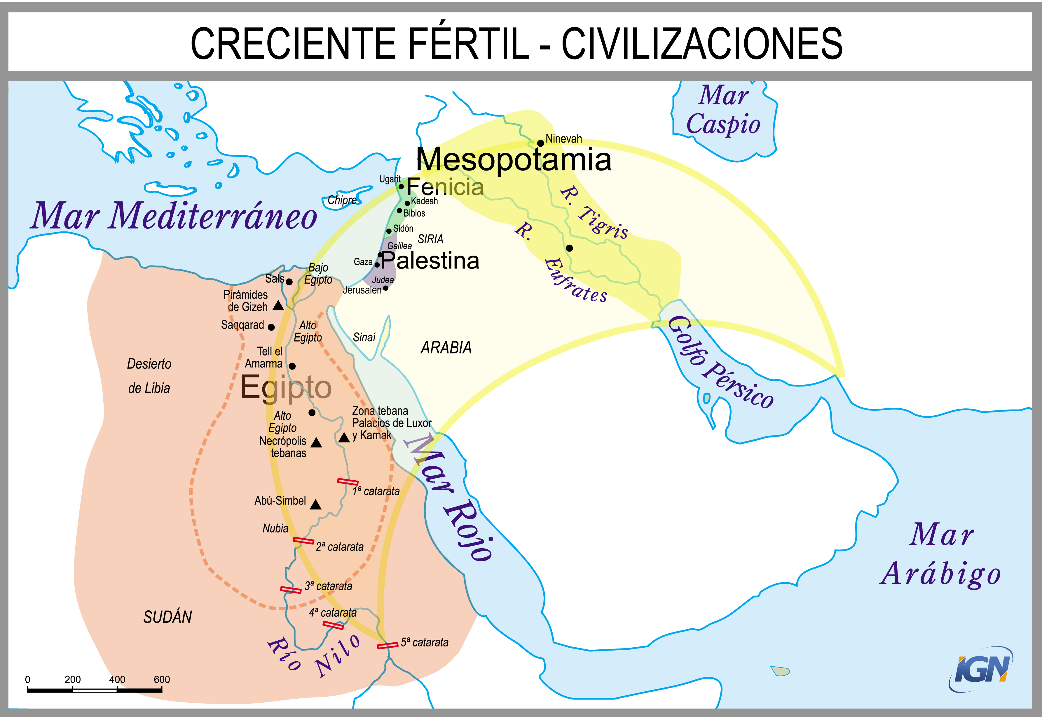 Mapa Histórico creciente fértil y civilizaciones