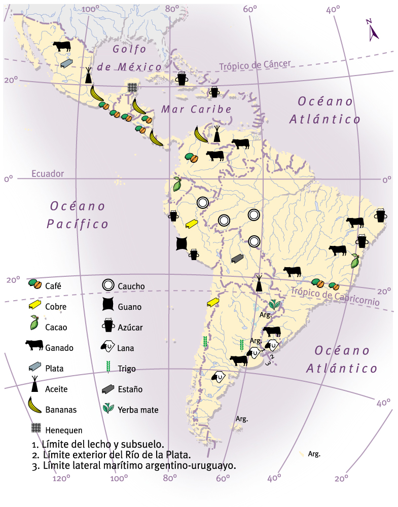 Principales productos de exportación latinoamericanos: 1880-1930