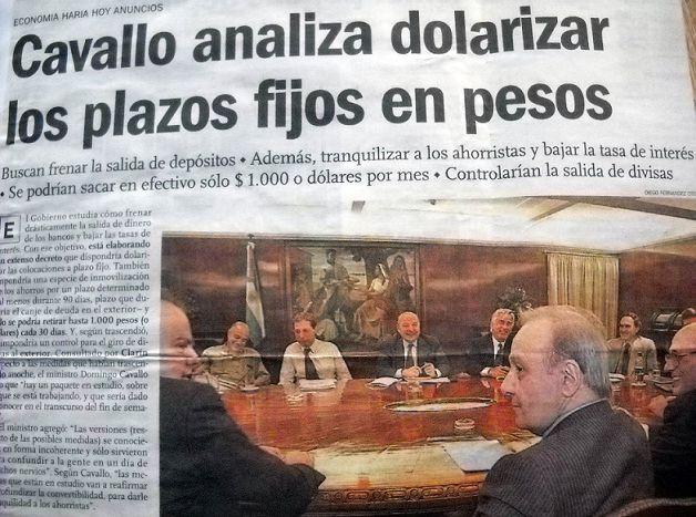 «Cavallo analiza dolarizar los plazos fijos en pesos»
