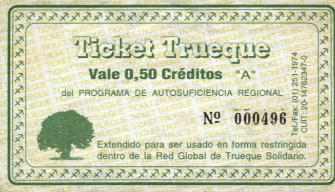 Frente del billete de trueque.