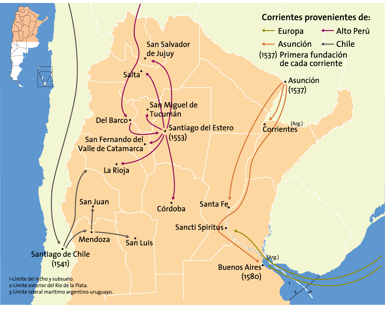 Principales corrientes de la conquista del territorio argentino