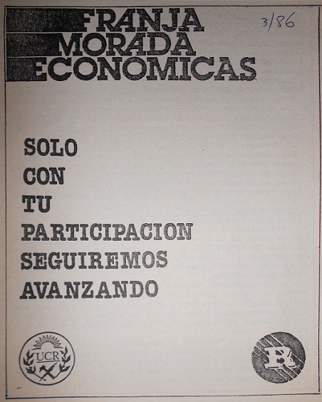 Folleto de Franja Morada, para Ciencias Económicas, U.B.A, 1986.