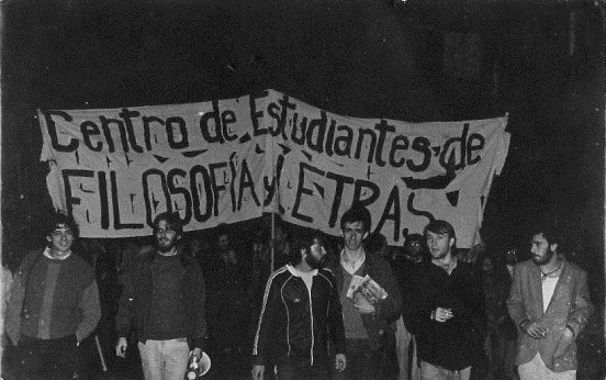 Movilización de estudiantes universitarios en 1986.