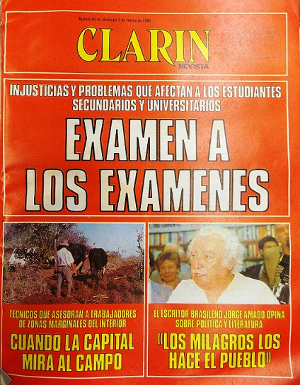 Tapa de revista Clarín, 3/03/1985.