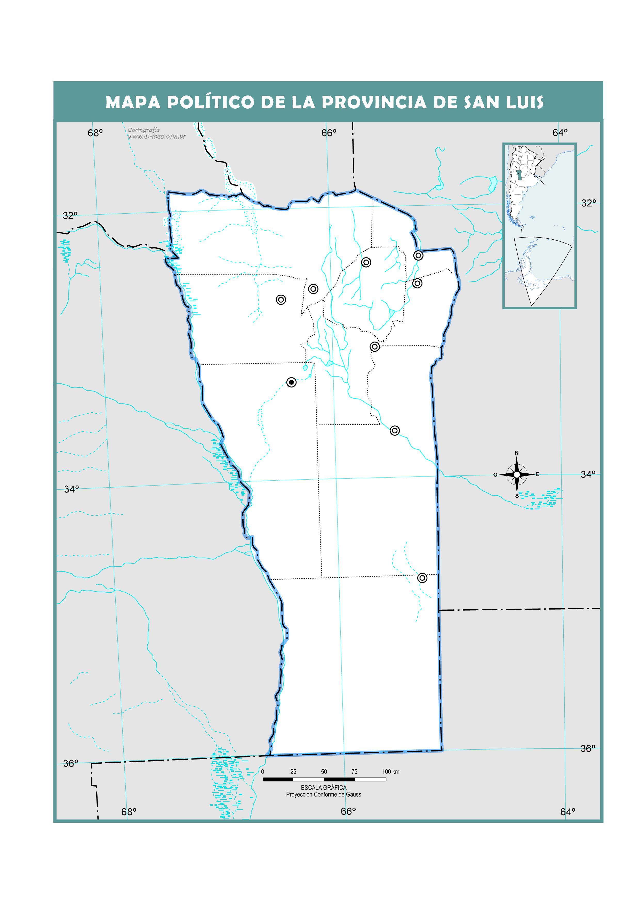 Mapa mudo político de San Luis