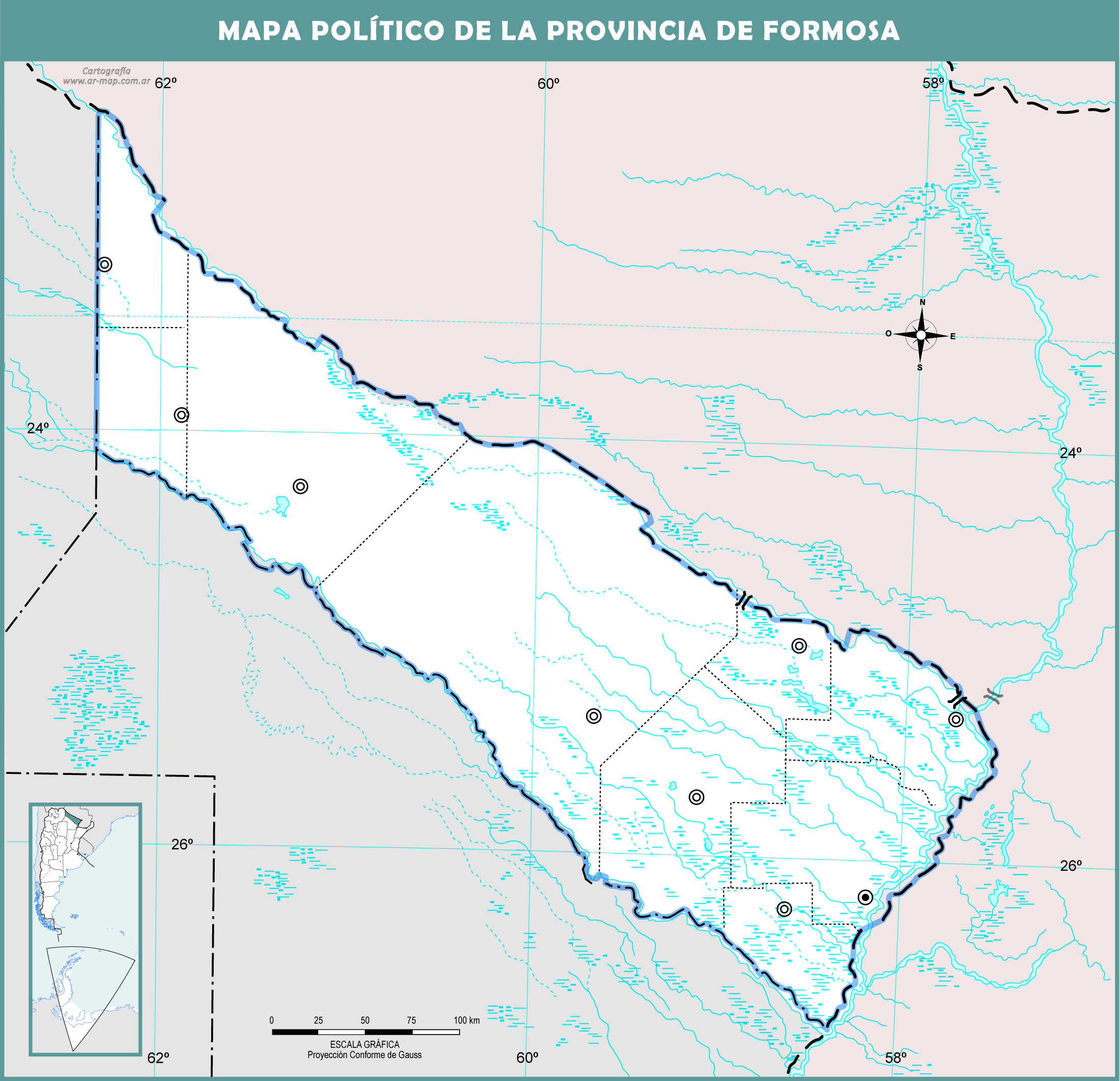 Mapa mudo político de Formosa