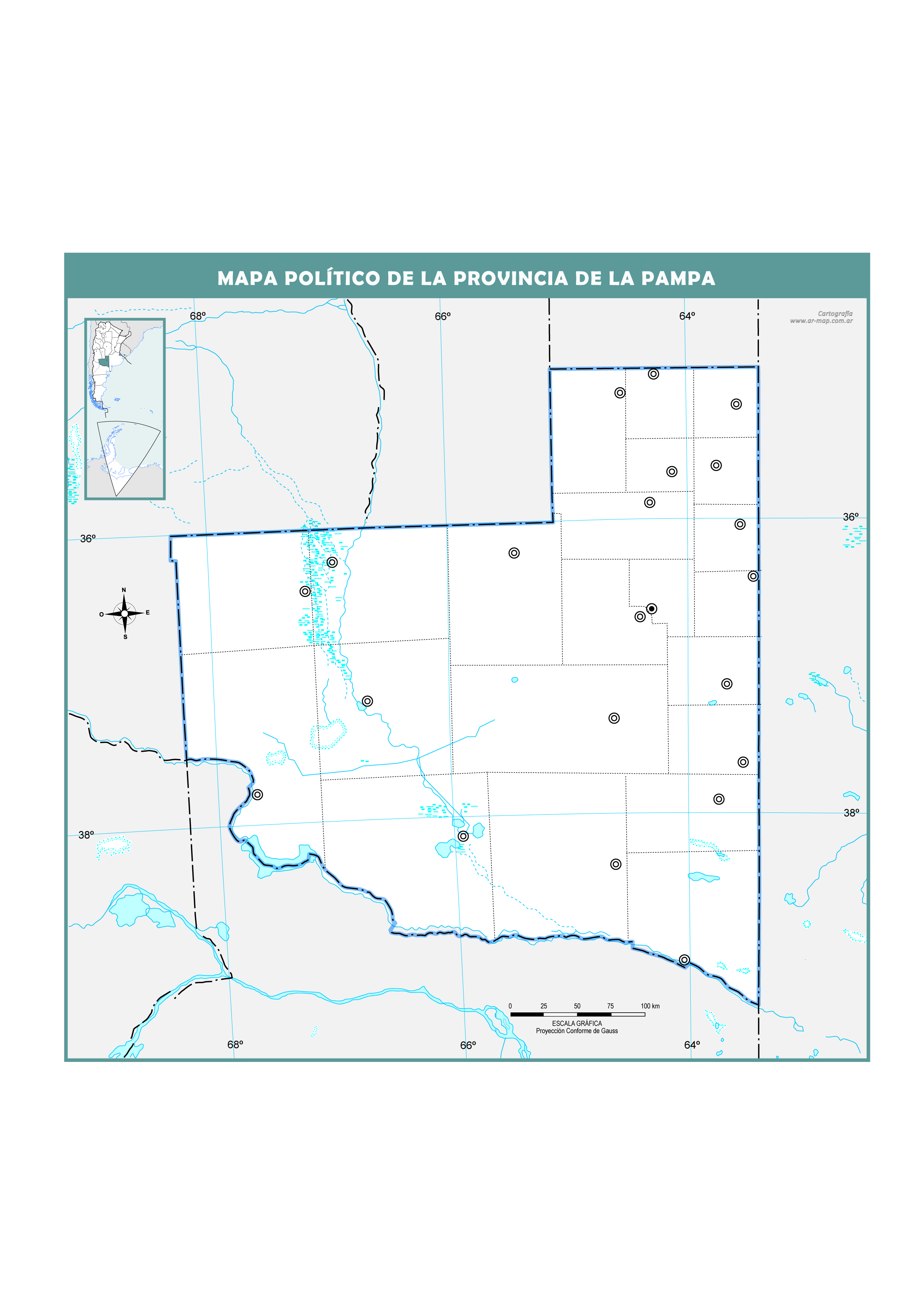 Mapa mudo político de La Pampa