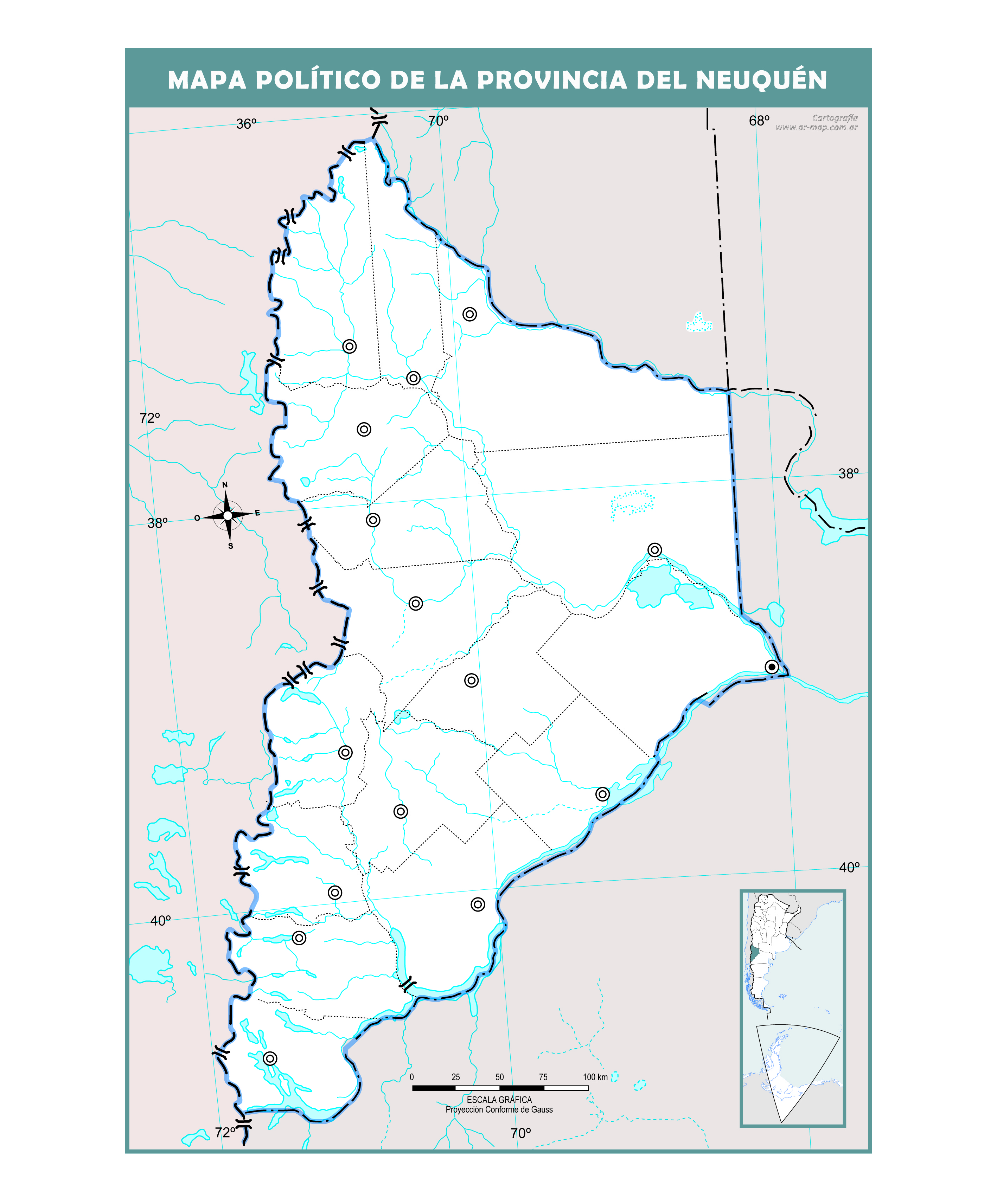 Mapa mudo político de Neuquén