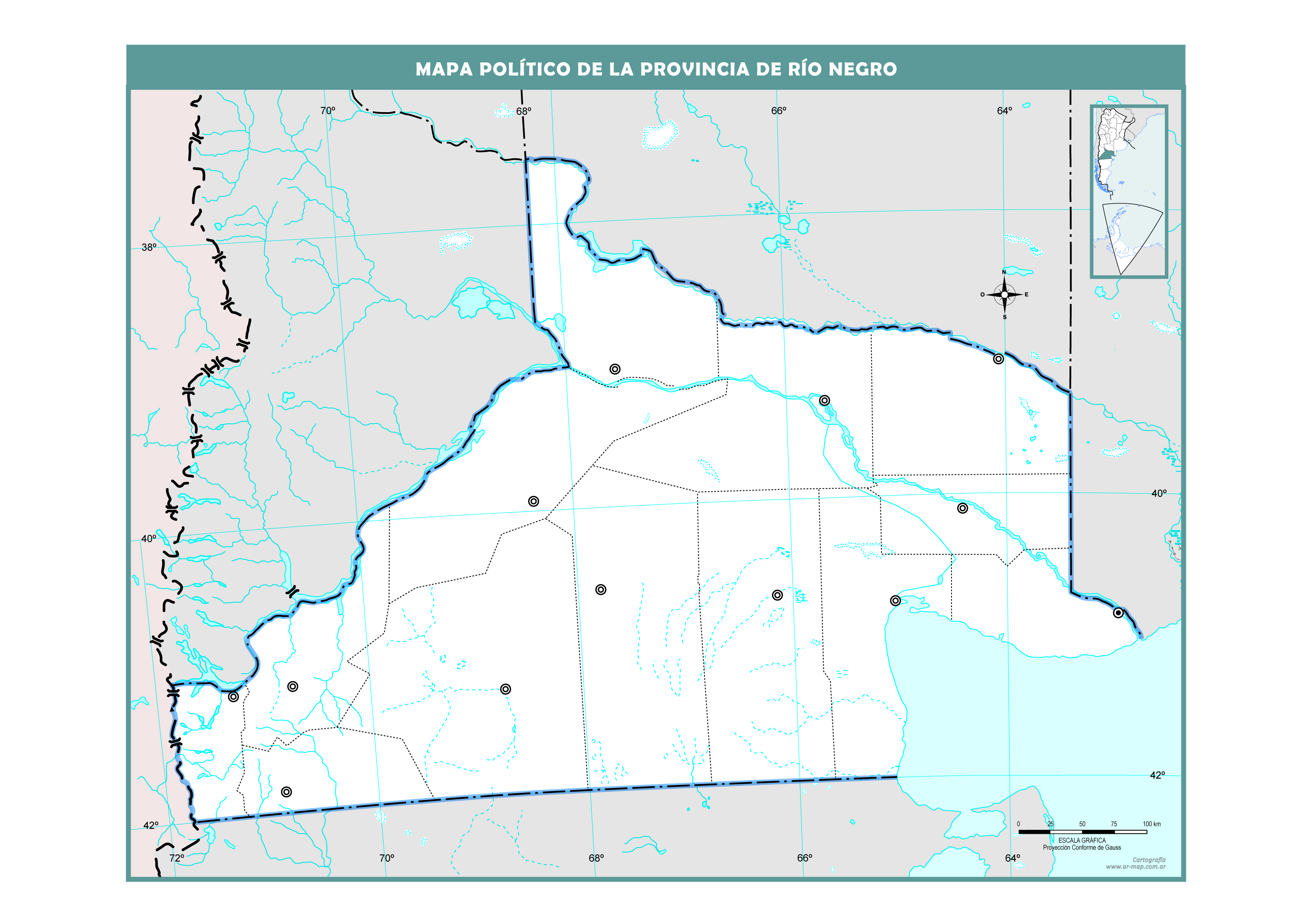 Mapa mudo político de Río Negro