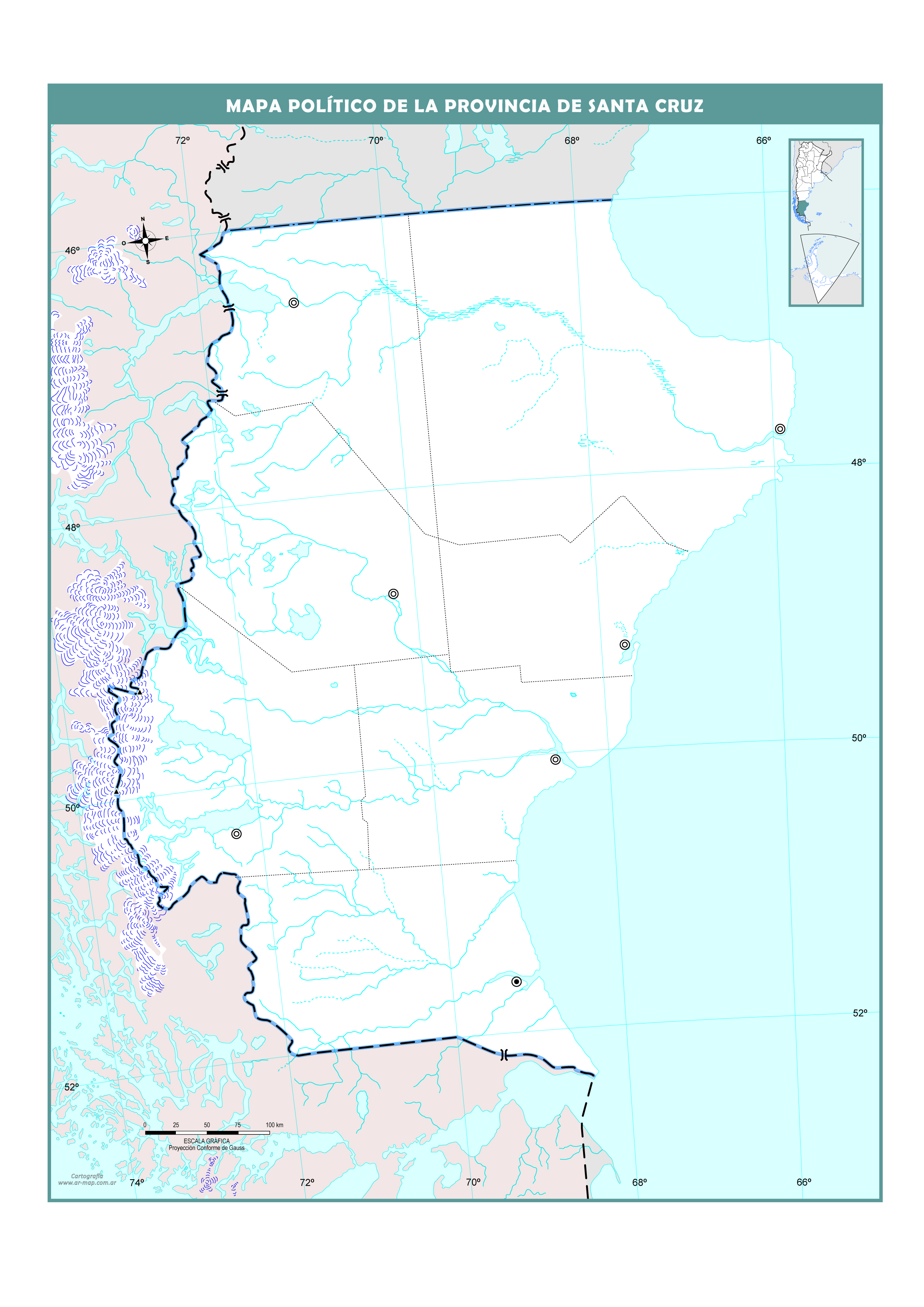 Mapa mudo político de Santa Cruz